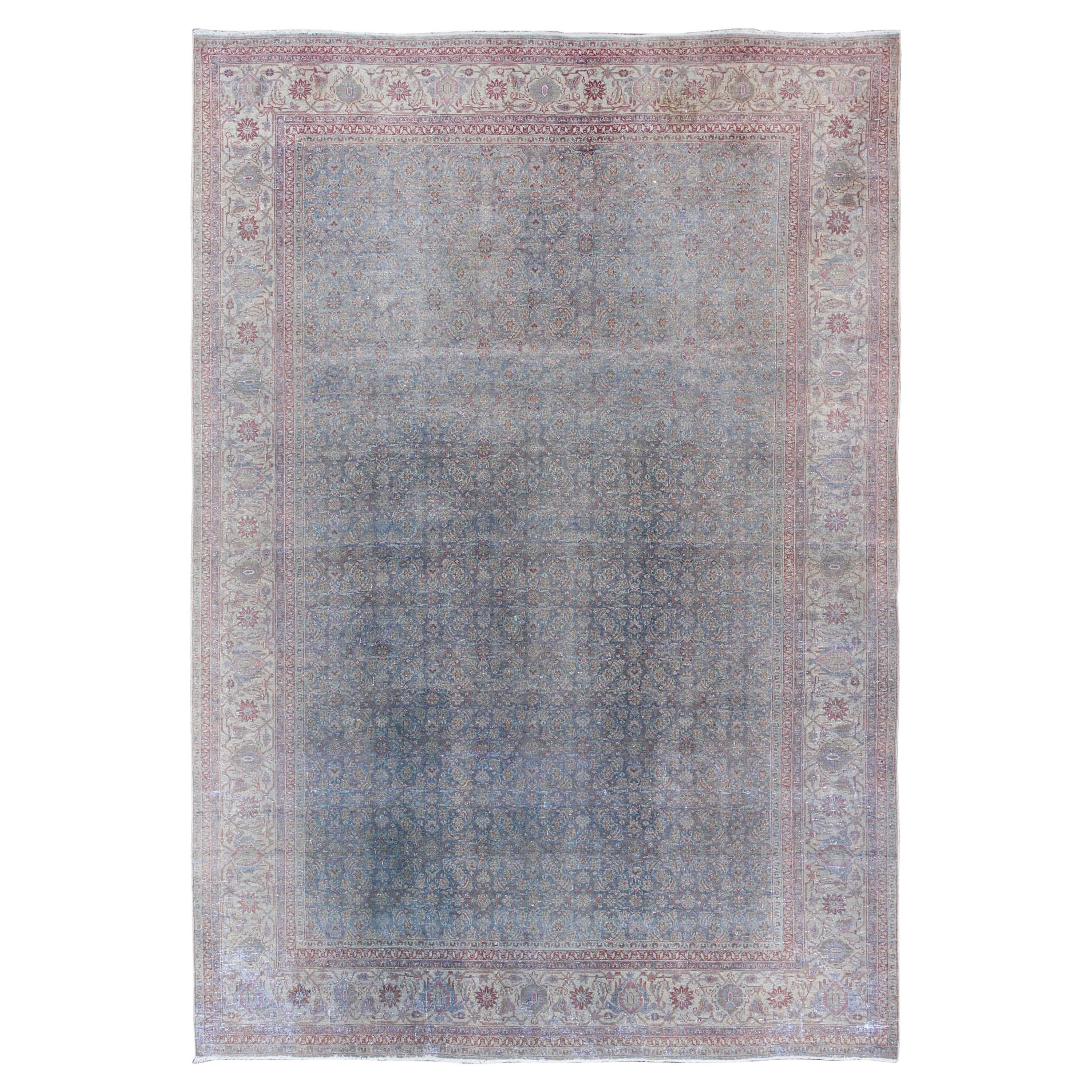 Großer antiker Distressed Tabriz Perserteppich  9'9 x 13'5