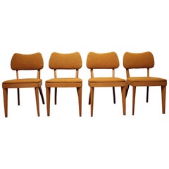 Retro Set of Four Mid-Century Modern Heywood Wakefield Champagne Dining Chairs 55A