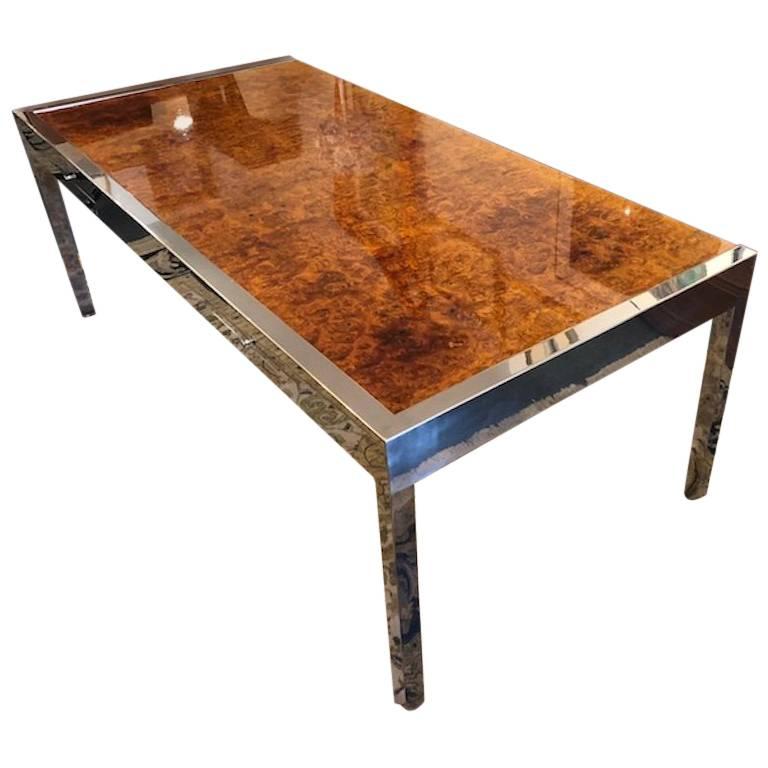 Leon Rosen for Pace Collection Olive Burl Wood Desk