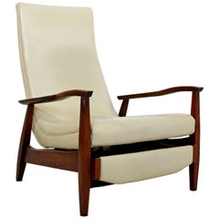 Mid-Century Modern Danish Recliner Lounge Chair, Kofod Larsen DUX Attributed