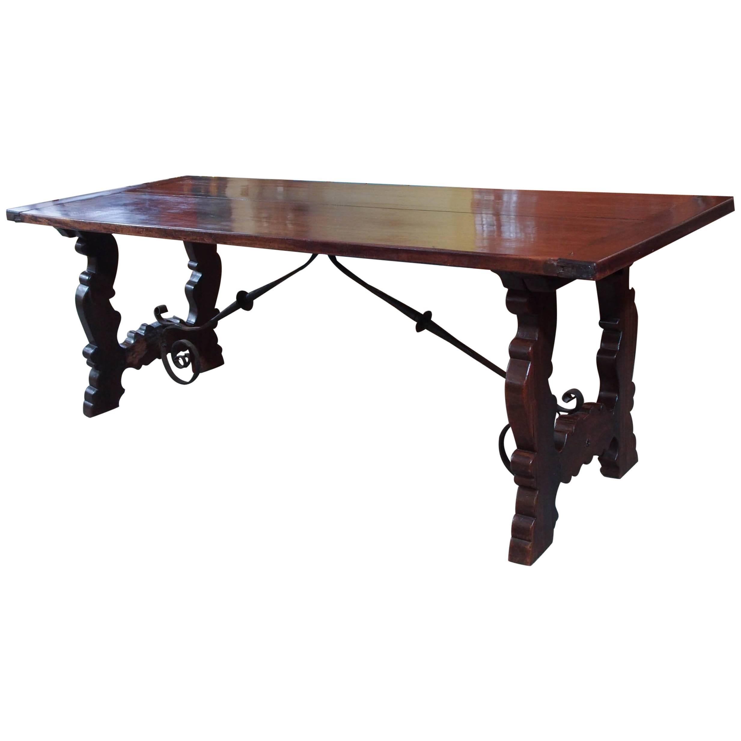 Antique Spanish Mahogany Trestle Table