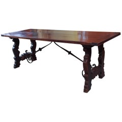 Antique Spanish Mahogany Trestle Table