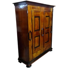Antique 17th Century Two-Door Country House Amoir in Solid Cherrywood Handpolished