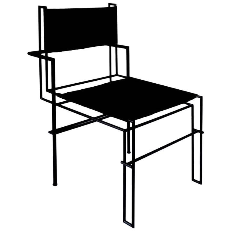 Casbah-Stuhl aus schwarzem Eisen - Leder Mexikanisches zeitgenössisches Design Nomade Atelier