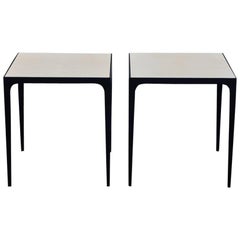 Pair of 'Esquisse' Parchment and Wrought Iron Side Tables by Design Frères