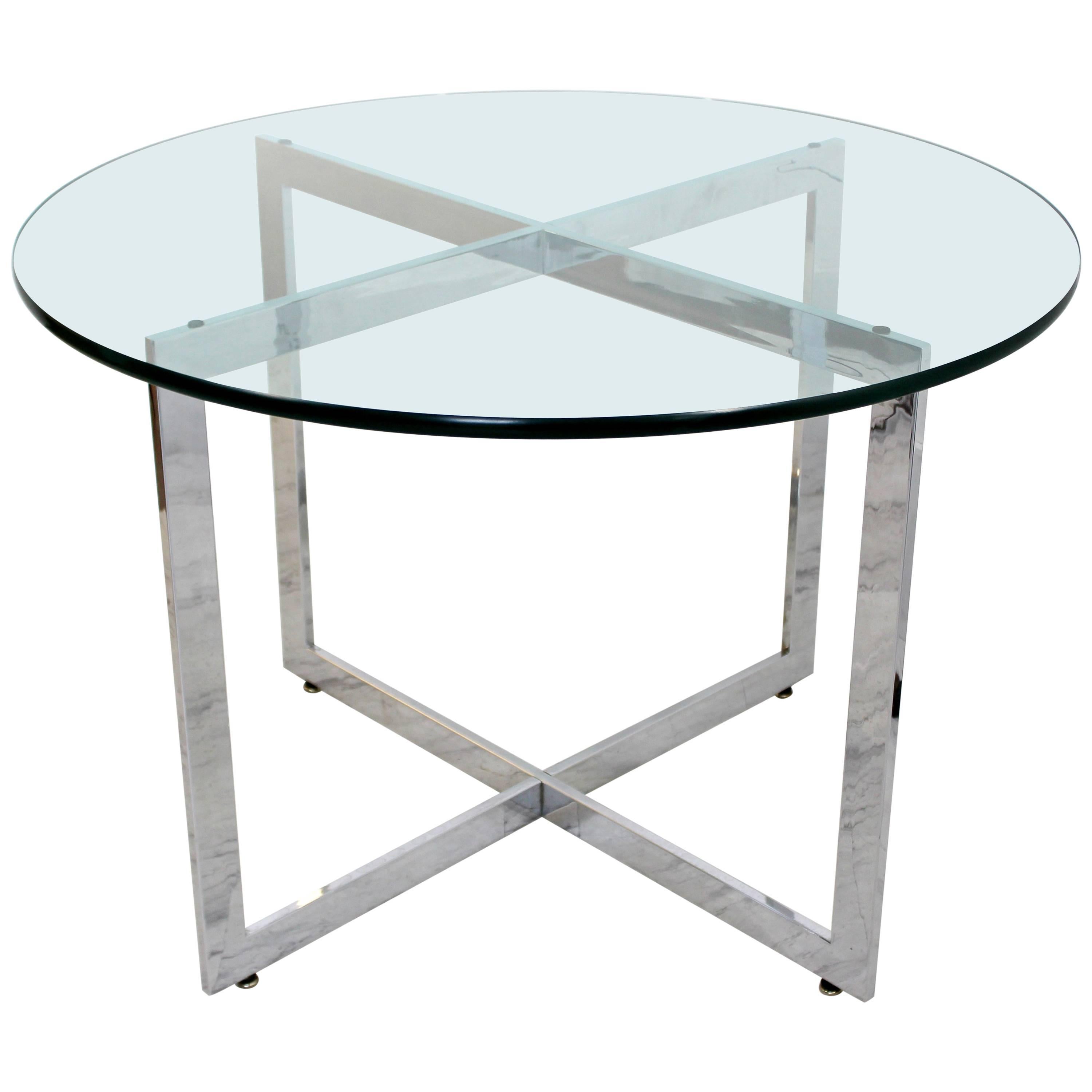 Mid-Century Modern Rosen Pace Chrome Base Glass Top Dining Dinette Table