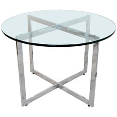 Vintage Mid-Century Modern Rosen Pace Chrome Base Glass Top Dining Dinette Table