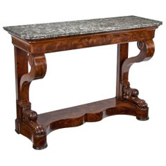 Antique French Flame Mahogany Louis Philippe Console Table