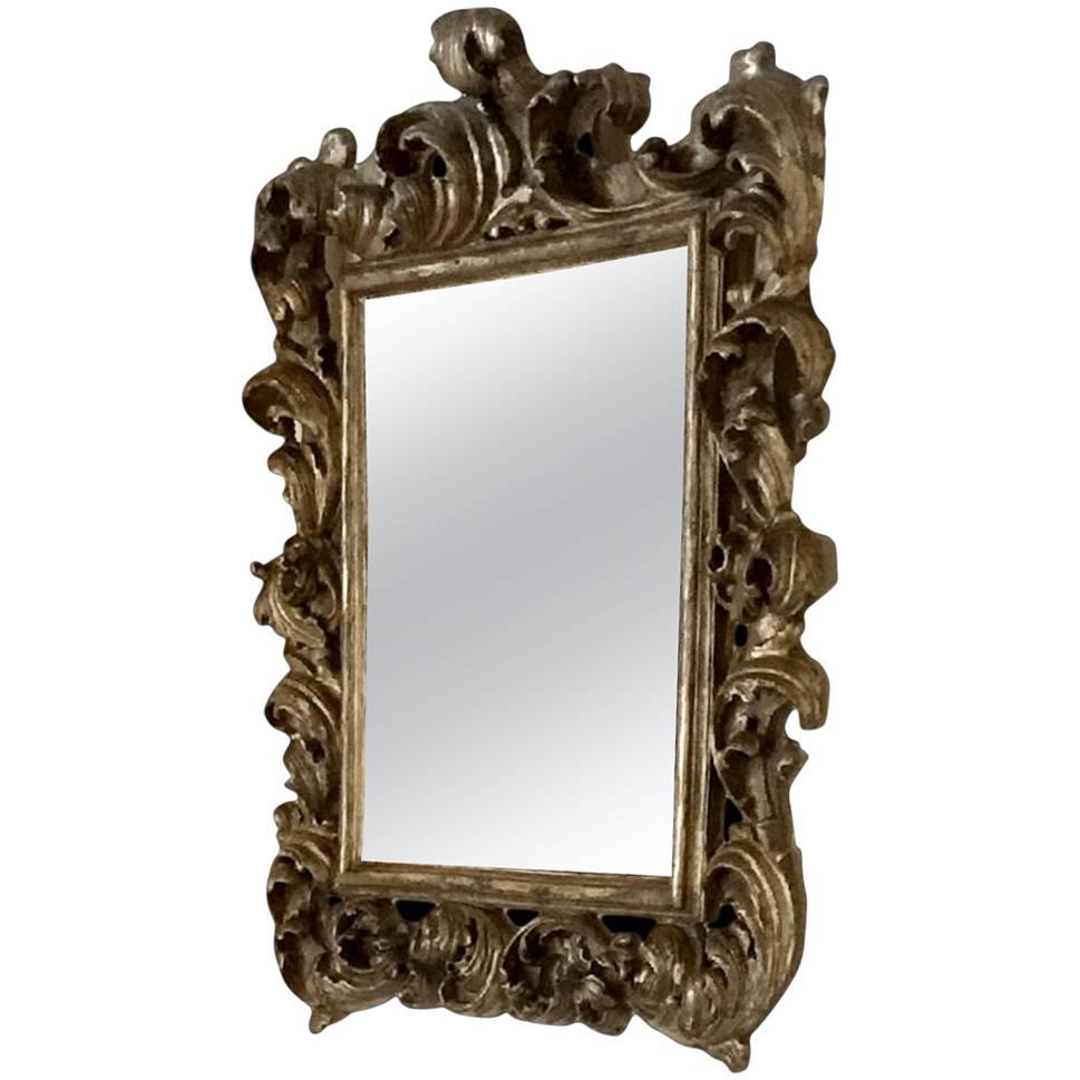 18th Century Pewter-Toned Baroque Style Hall Mirror For Sale