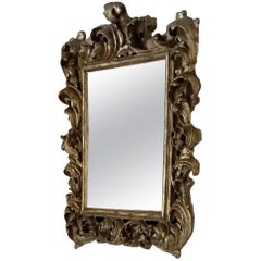 18th Century Pewter-Toned Baroque Style Hall Mirror