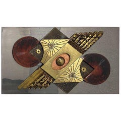 1970s Brutalist Metal Wall Sculpture