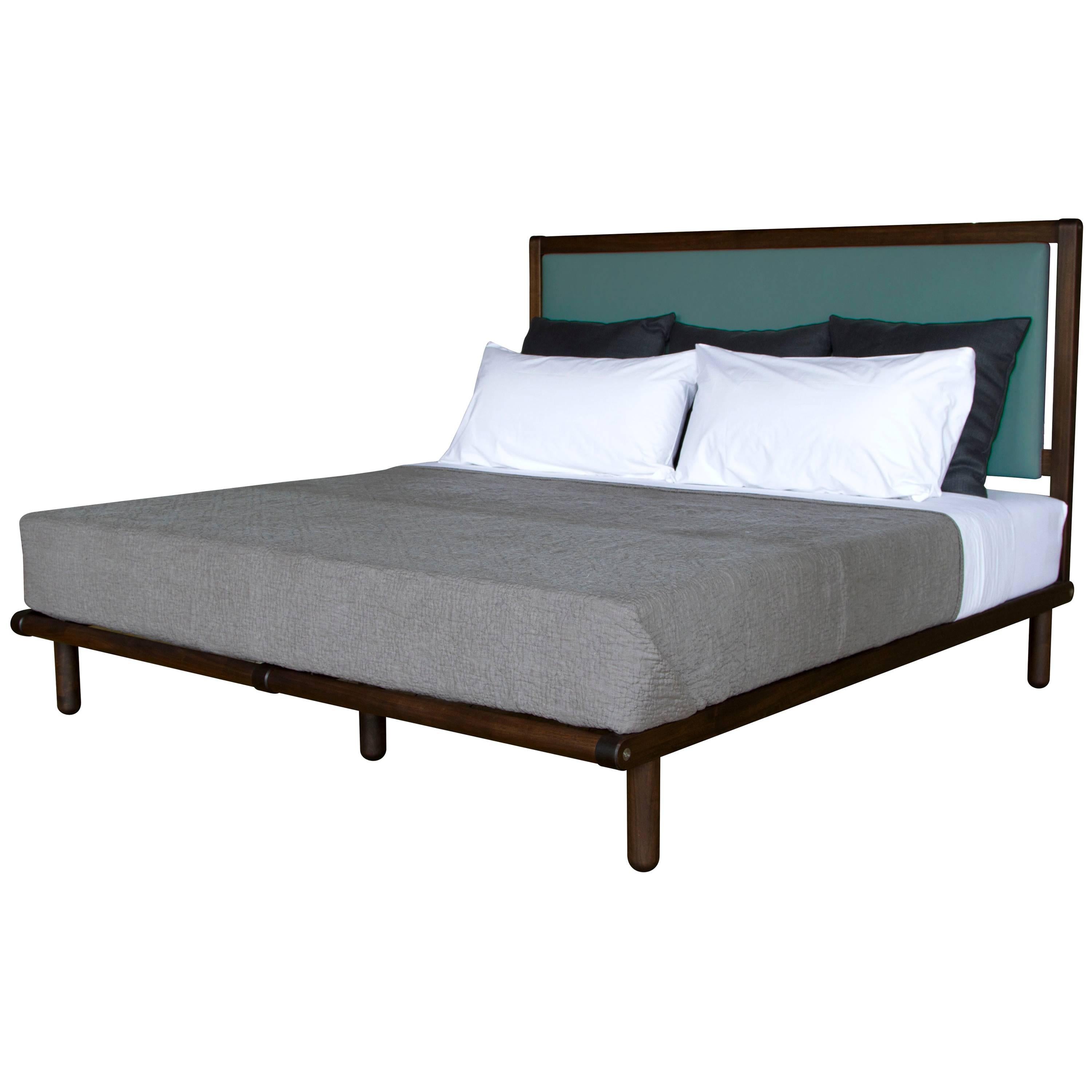 Isaksen Bed in Walnut and Leather - handcrafted by Richard Wrightman Design