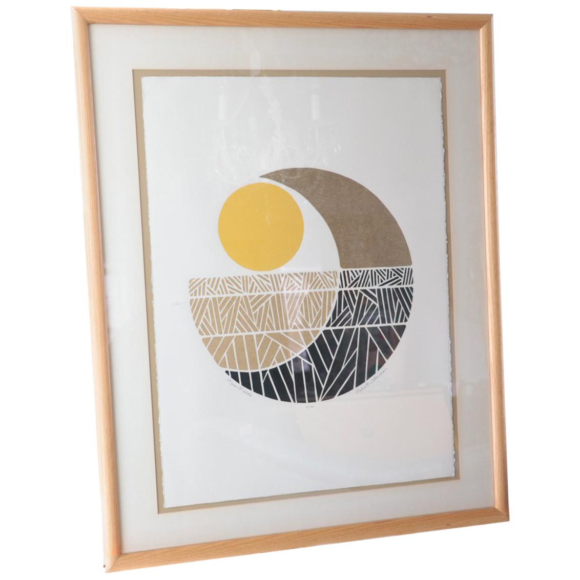 Signed Robert Waterman "Moon Fields" 4/100 Art. College and Litho Abstract For Sale