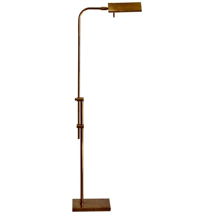 Adjustable Patinated Brass Floor Lamp by Frederick Cooper
