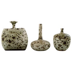Rolf Palm, Mölle, Three Unique Art Pottery Vases, Swedish Design 1980s