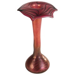 Art Nouveau Bohemian Glass Vase with Spiral Melting by Kralik