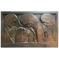 Art Deco, W.P.A Era Carved Black Walnut Wall Plaque by William Ehrich circa 1934