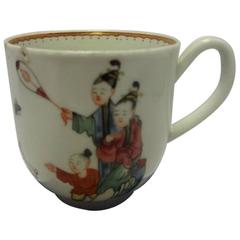 Antique Worcster Porcelain Coffee Cup Chinese Family' Pattern