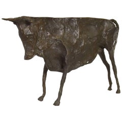 Mid-Century Modern Bronze Bull Sculpture Picasso Inspired