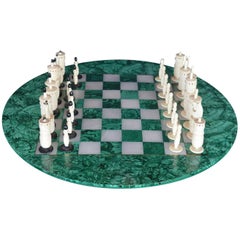 Retro Malachite and Marble Chess Set