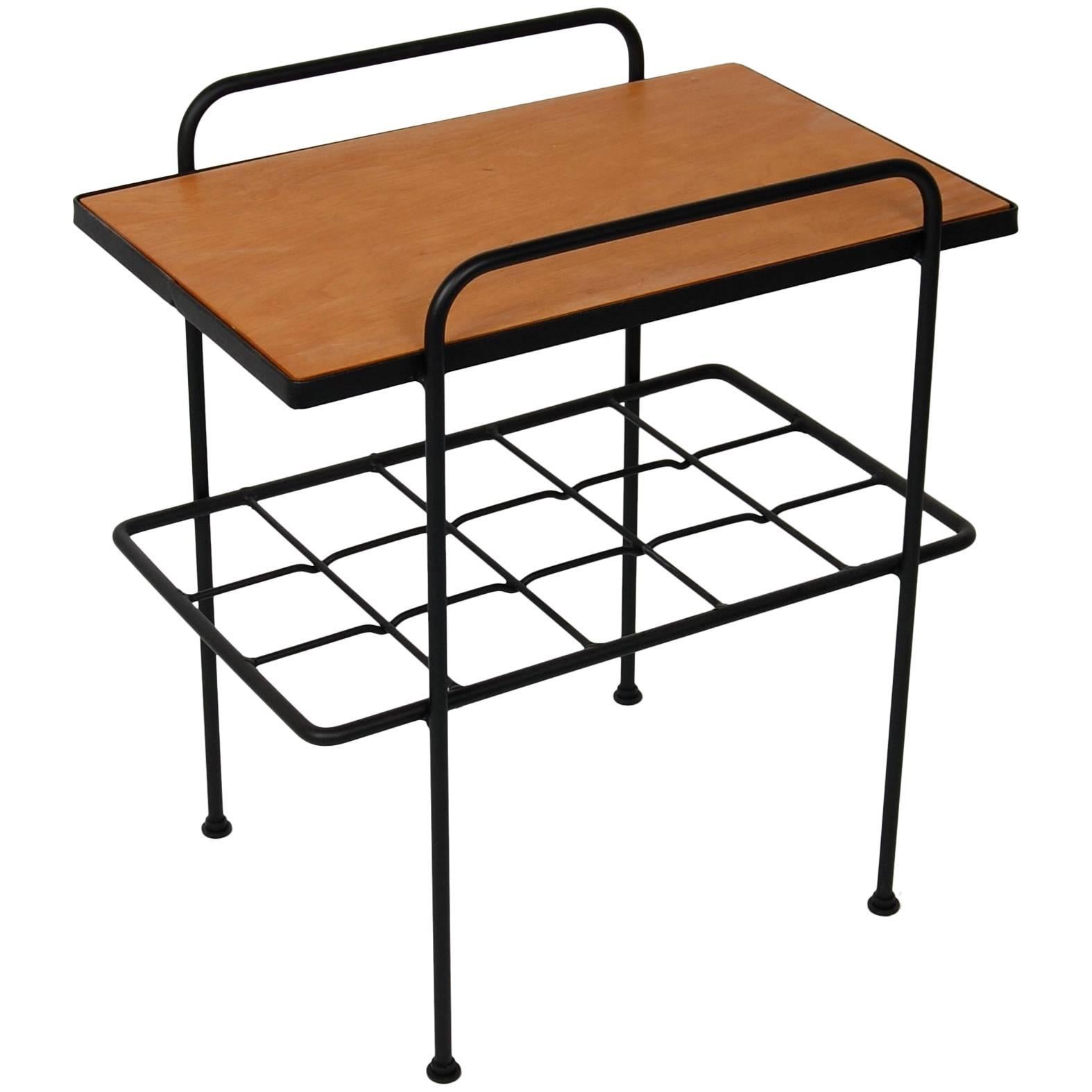 Early 1905s California Mid-Century Modern Iron and Wood End Table by Inco