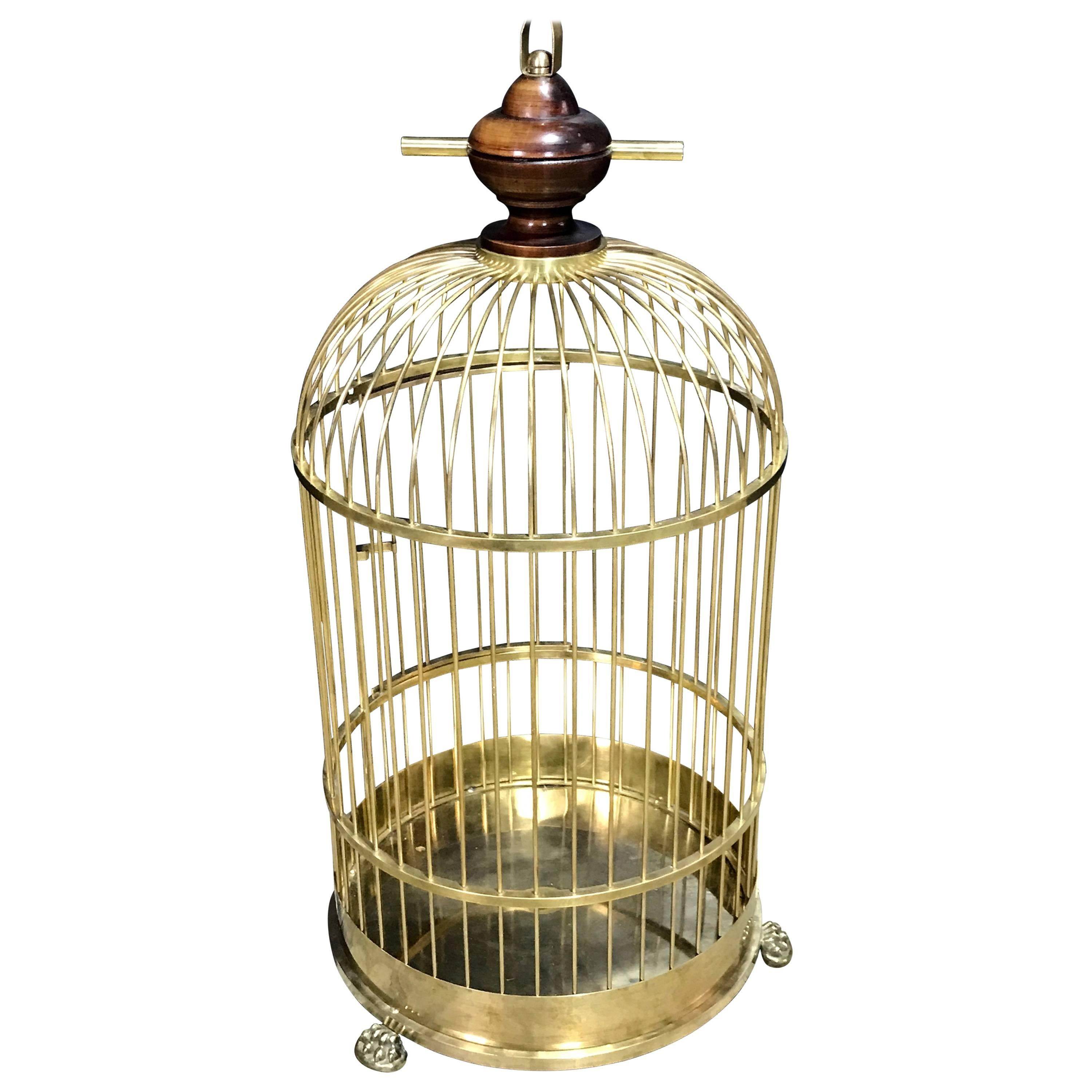 Regency Style Brass and Mahogany Bird Cage