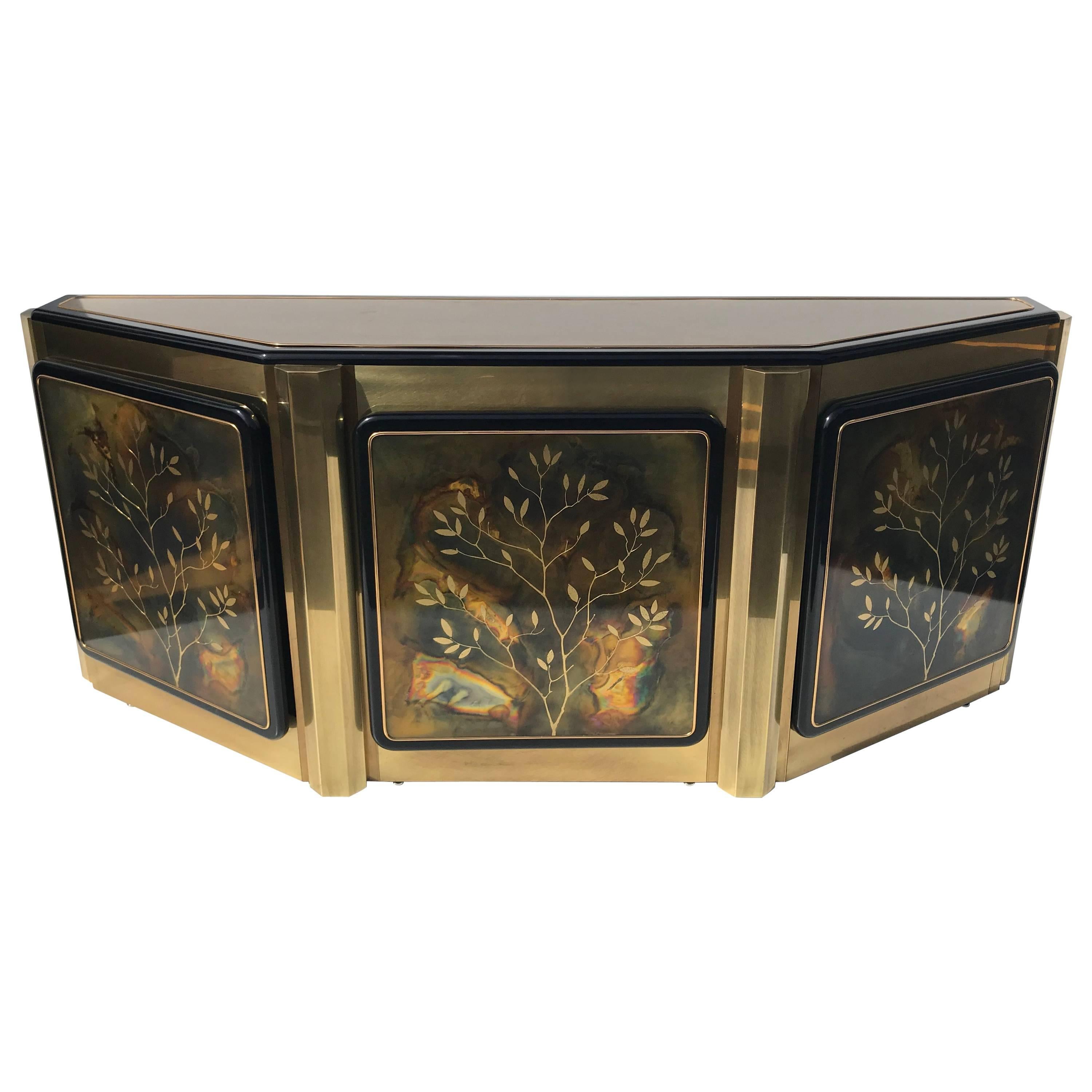 Mastercraft Etched Brass Credenza