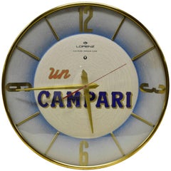 Vintage 1960s Rare Un Campari Logo Advertising Clock Made by Italian Watchmaker Lorenz