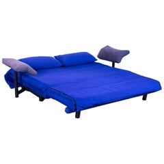 Ligne Roset Multy Fabric Sleeping Sofa Blue Two-Seat Couch Rest Function