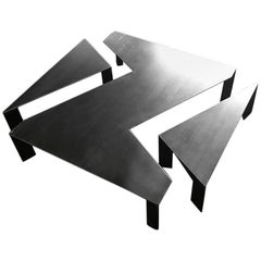 Z Coffee Table in Raw Steel Hand-Crafted