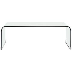 Designer Coffee Table Glass with Metal Feet Rounded Corners