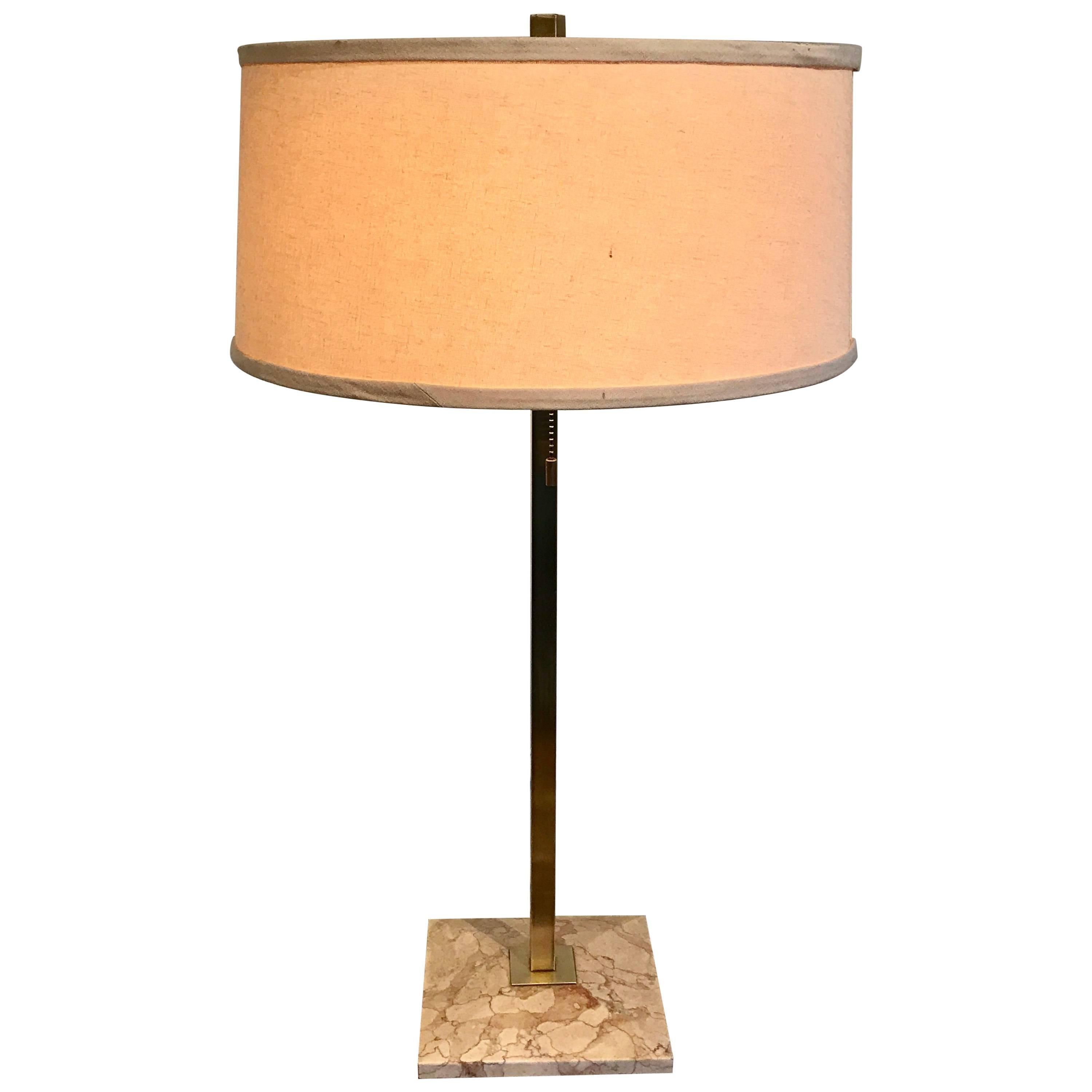 Midcentury Brass and Marble Lamp by Stiffel For Sale