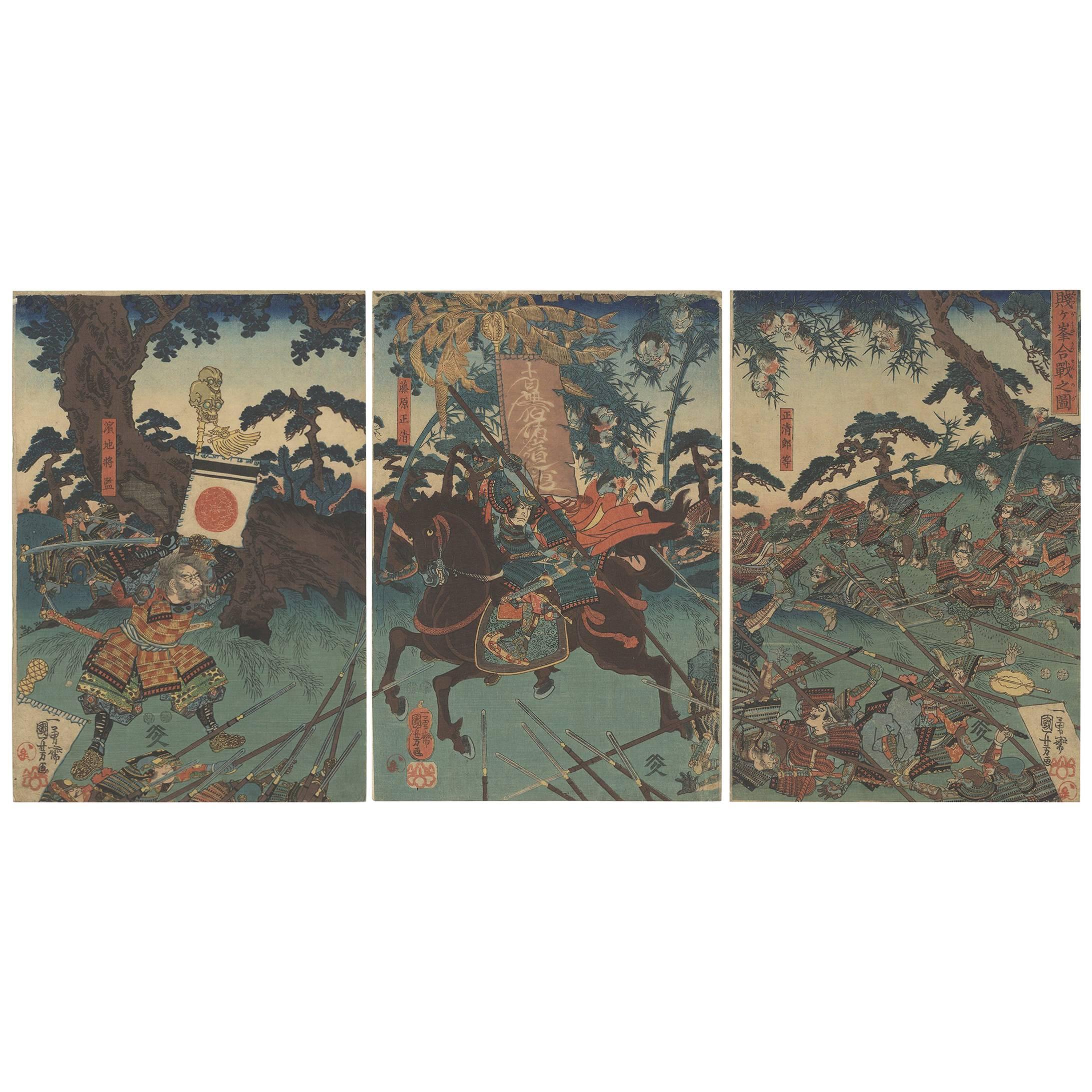 Utagawa Kuniyoshi, Warrior, Battle, History, Japanese Woodblock Print