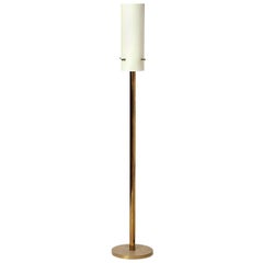 1960s Italian Cylindrical Brass Torchiere Floor Lamp Attributed to Arteluce