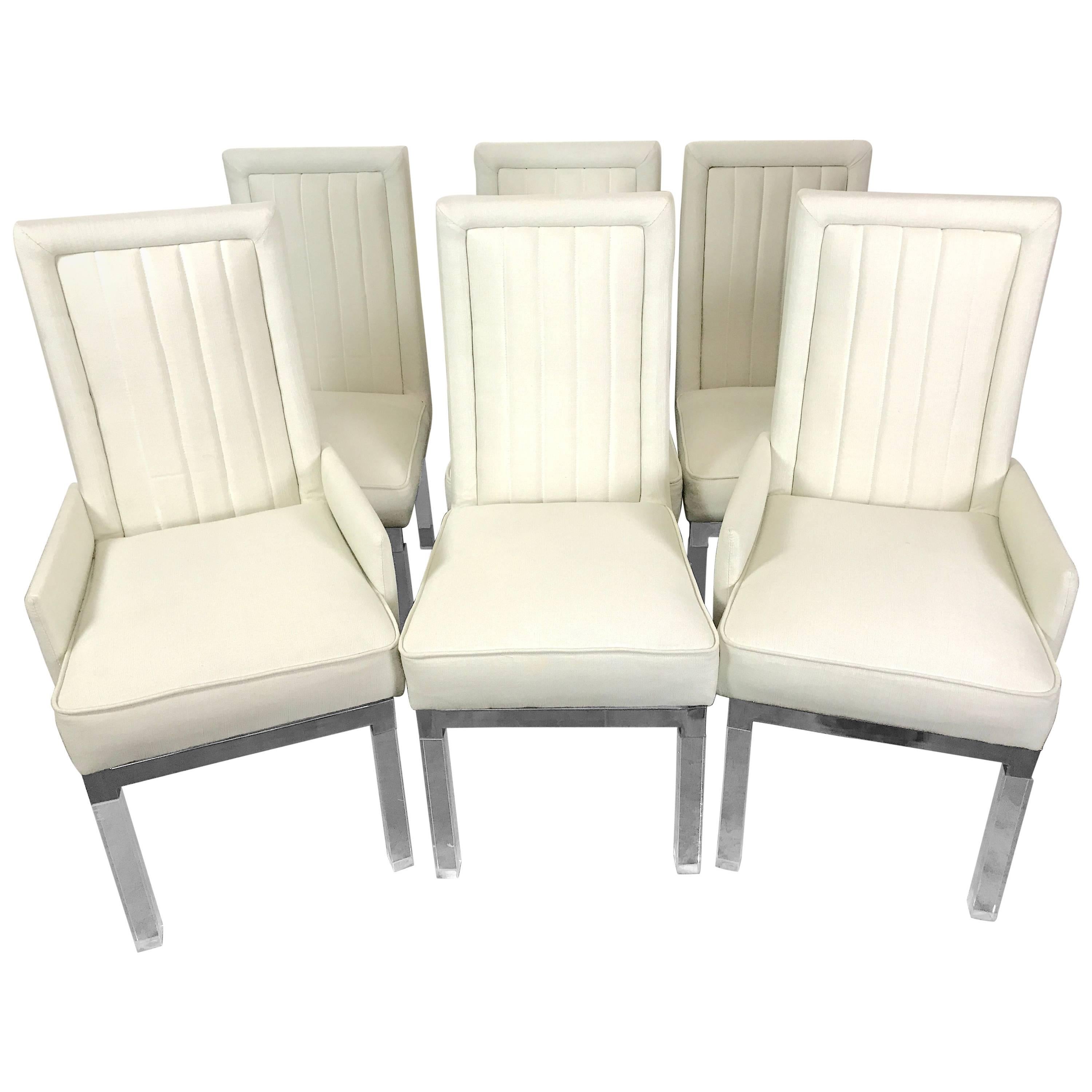 Six Charles Hollis Jones Lucite Dining Chairs For Sale