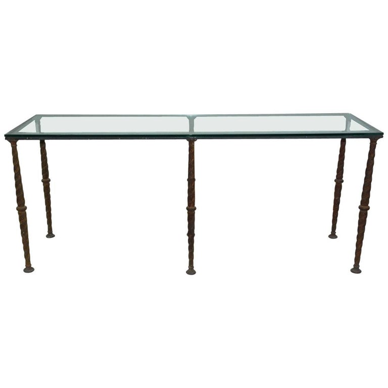 Antique Industrial Metal Base Console Table or Desk For Sale at 1stdibs