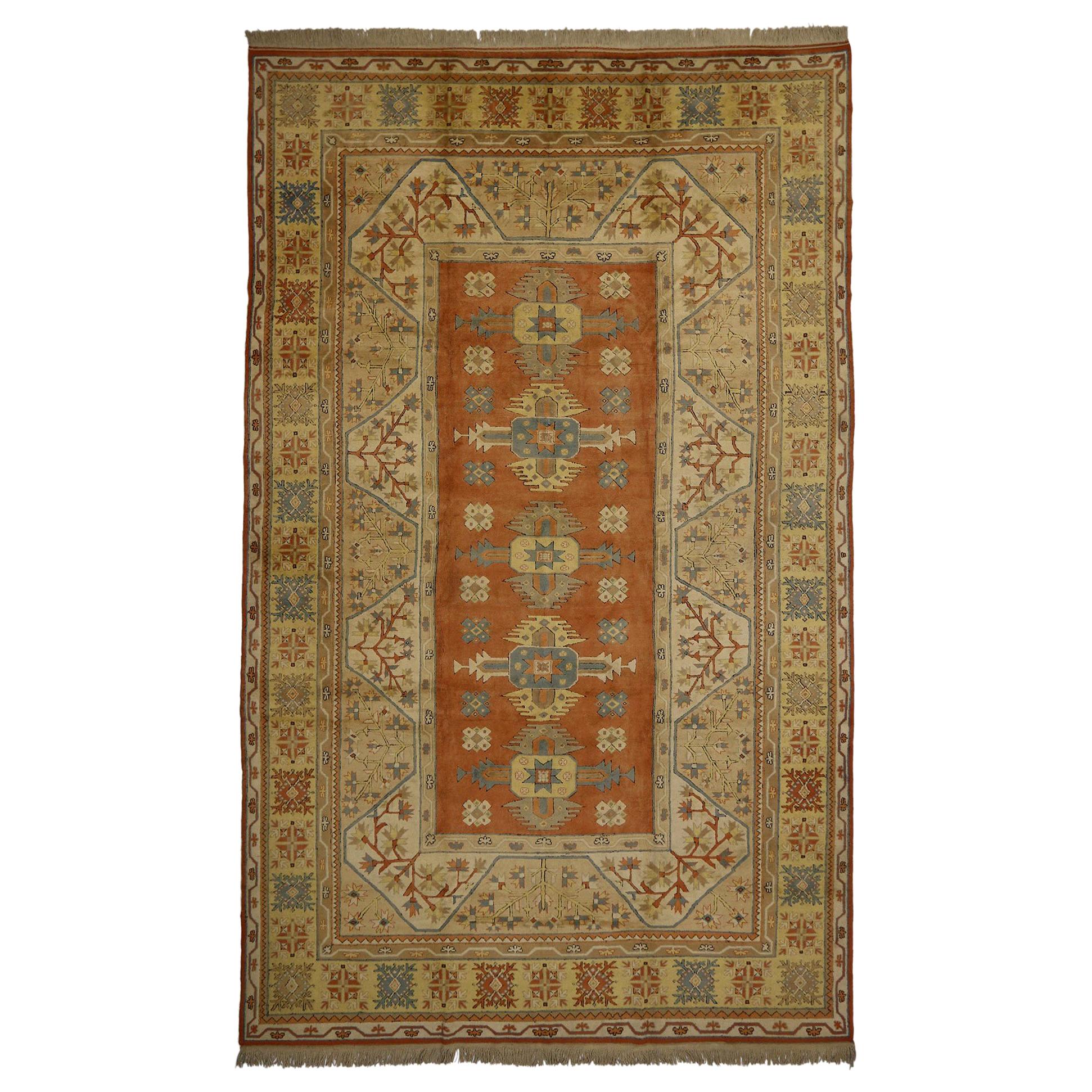 Vintage Turkish Oushak Palace Size Rug with Biophilia Artisan and MCM Style For Sale