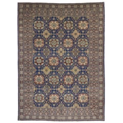 Tappeto turco vintage Oushak con stile moderno e lussuoso e design Art Deco.