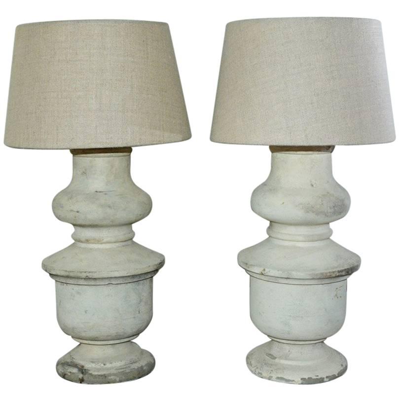 Pair of Antique French Balustrade Lamps For Sale
