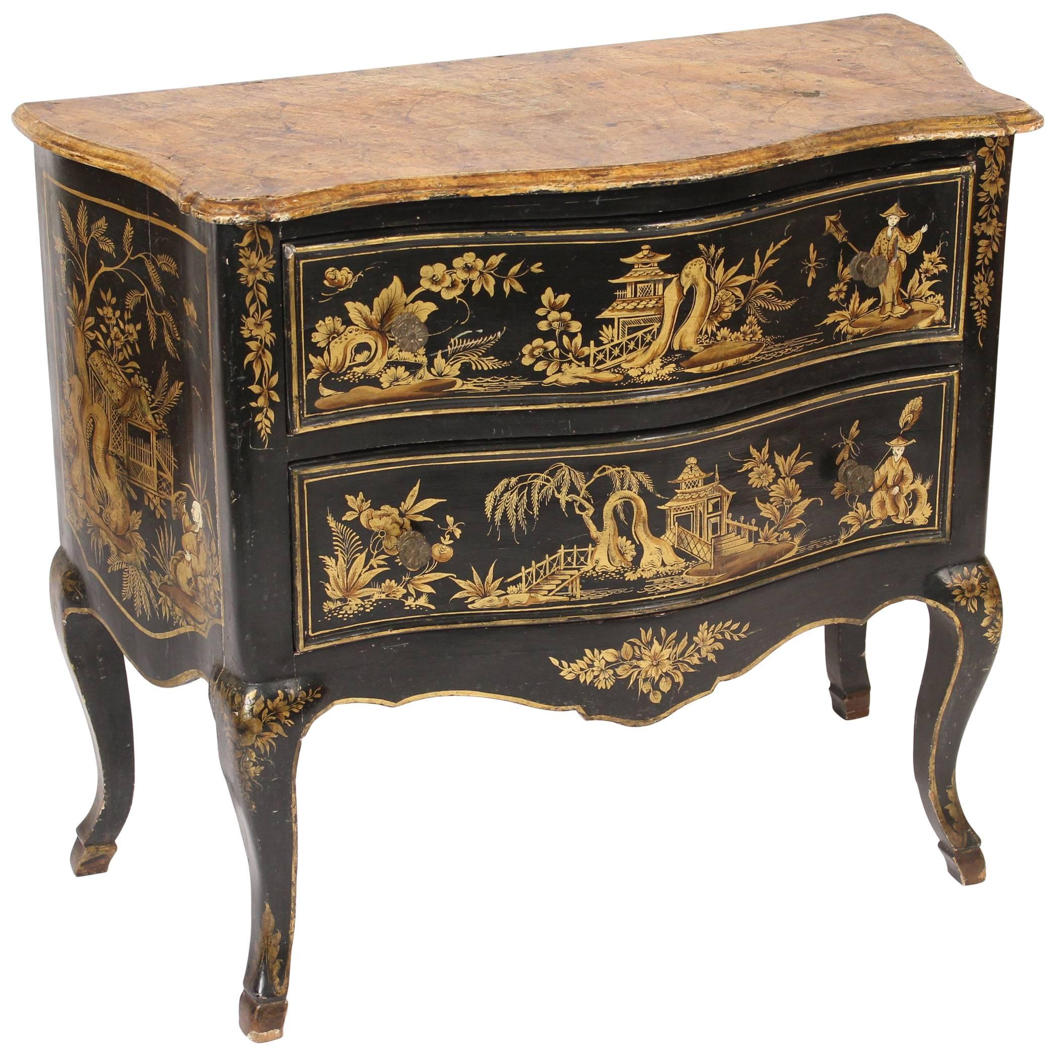 Italian Louis XV Style Chinoiserie Decorated Chest of Drawers