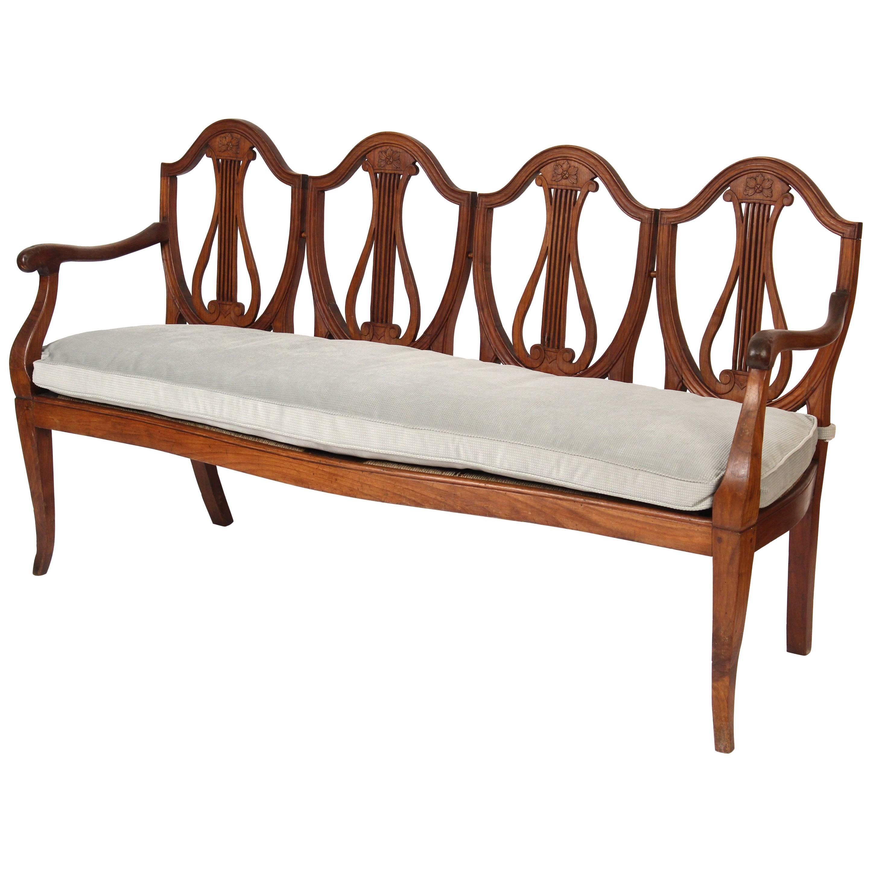Continental Neoclassical Fruit Wood Settee