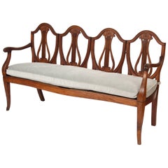 Continental Neoclassical Fruit Wood Settee