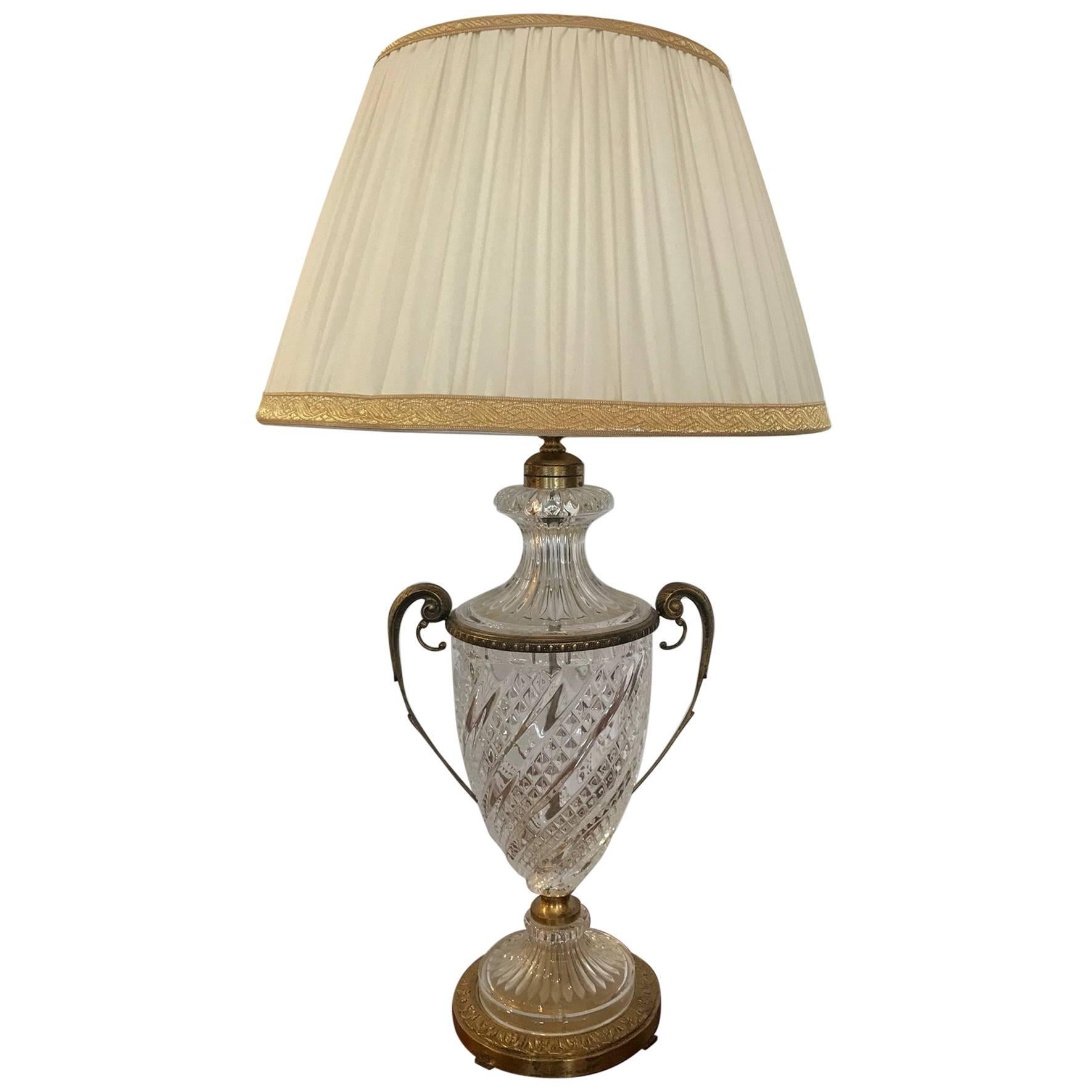 Lampe de bureau autrichienne royale en cristal avec décoration en bronze