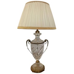 Lampe de bureau autrichienne royale en cristal avec décoration en bronze