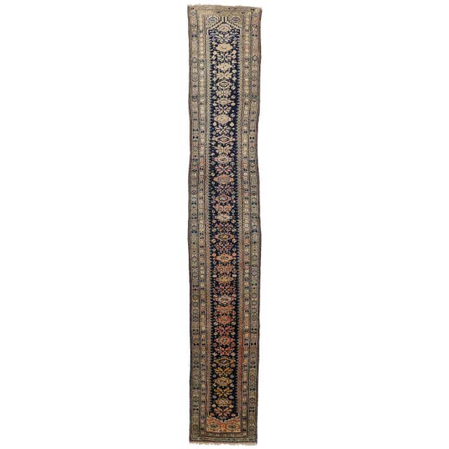 Antique Indian Agra Runner with Victorian Style, Extra-Long Hallway ...