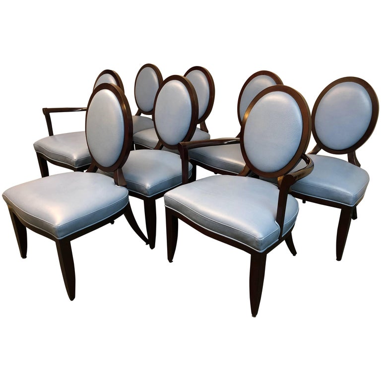Set of Eight Baker Furniture Oval XBack Barbara Barry Dining Chairs at