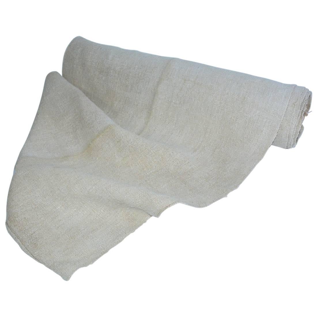 Vintage Linen Grain Sack Fabric For Sale