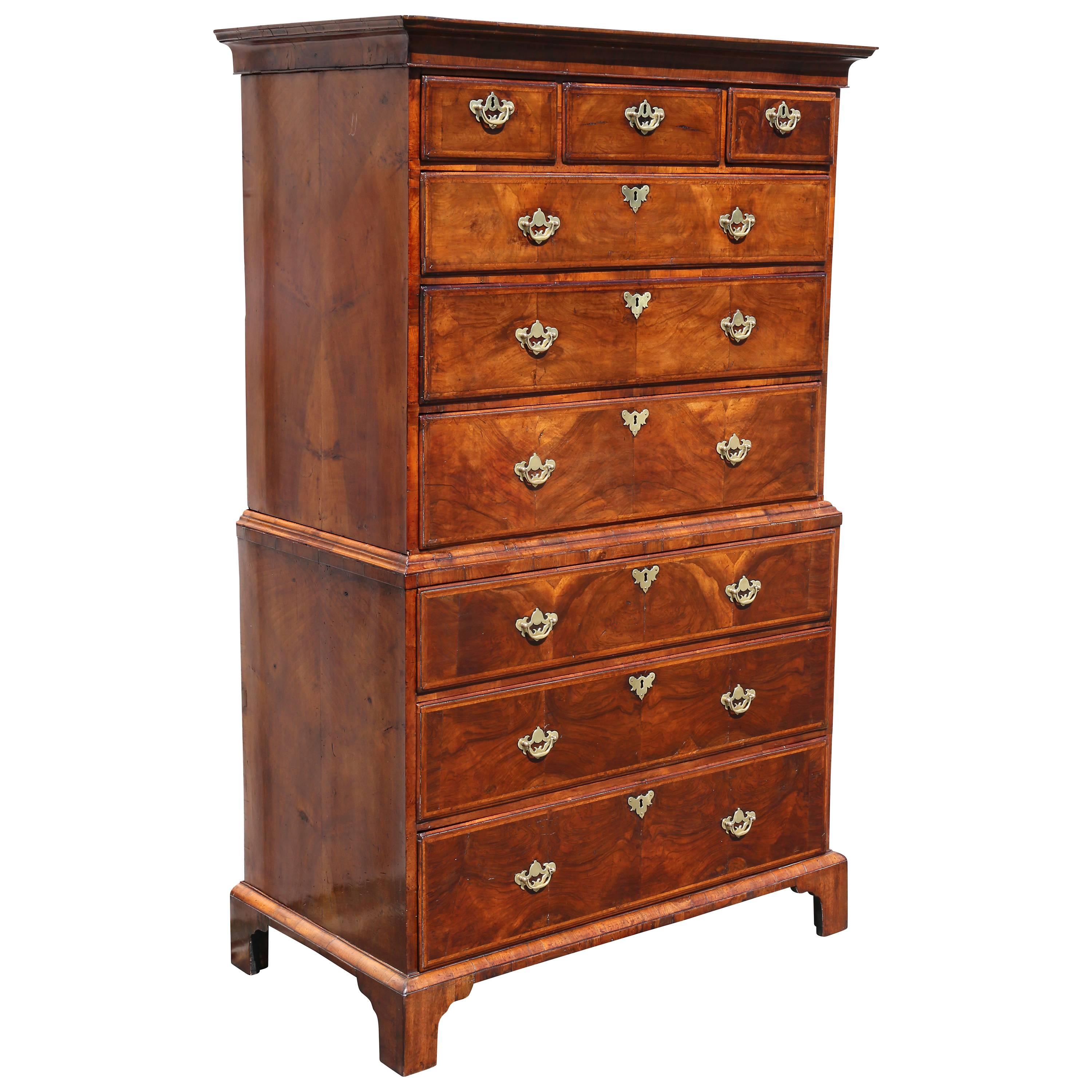 George II Walnut Chest on Chest For Sale