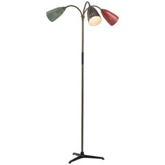 Multi-Color Brass Floor Lamp, circa 1960