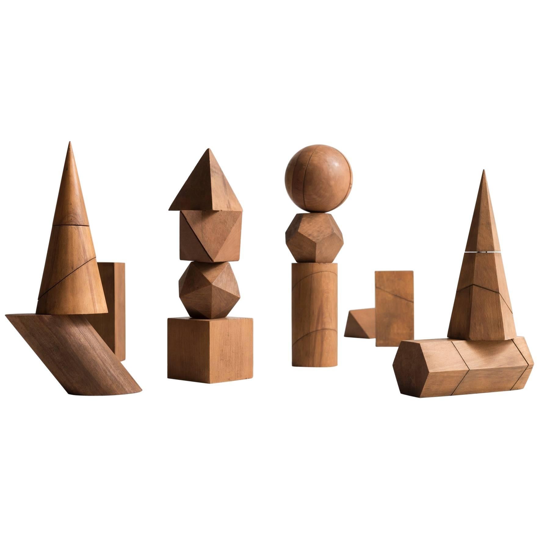 Complete Set of Wooden Geometric Forms, circa 1957